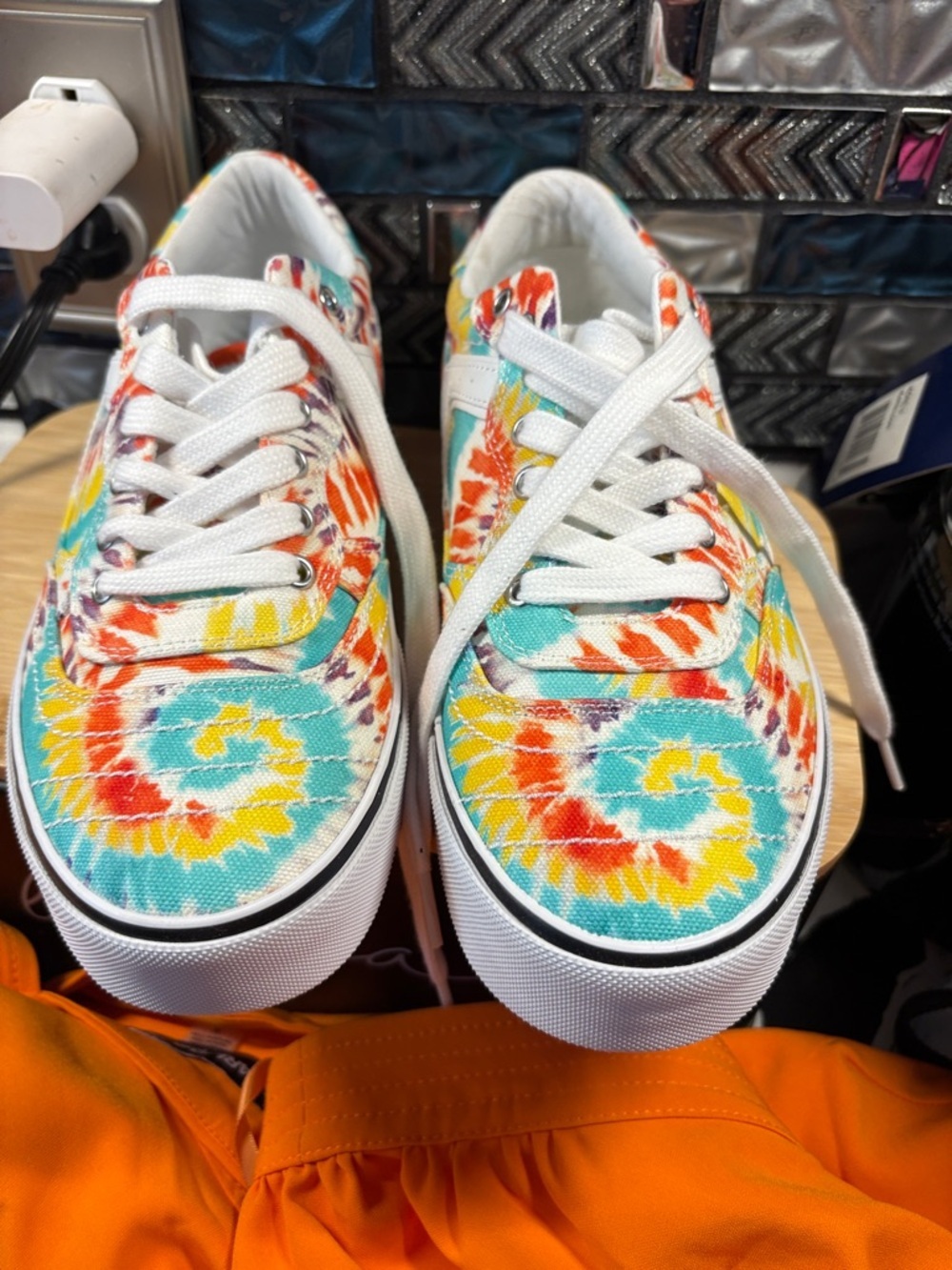 Airwalk Tie-Dye Canvas Sneakers in Blue, Yellow, Red